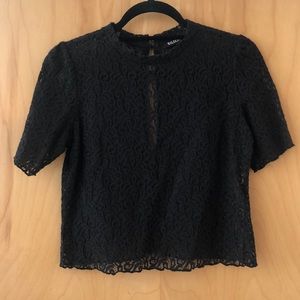 Tildon Nordstrom lace mock neck crop top Small